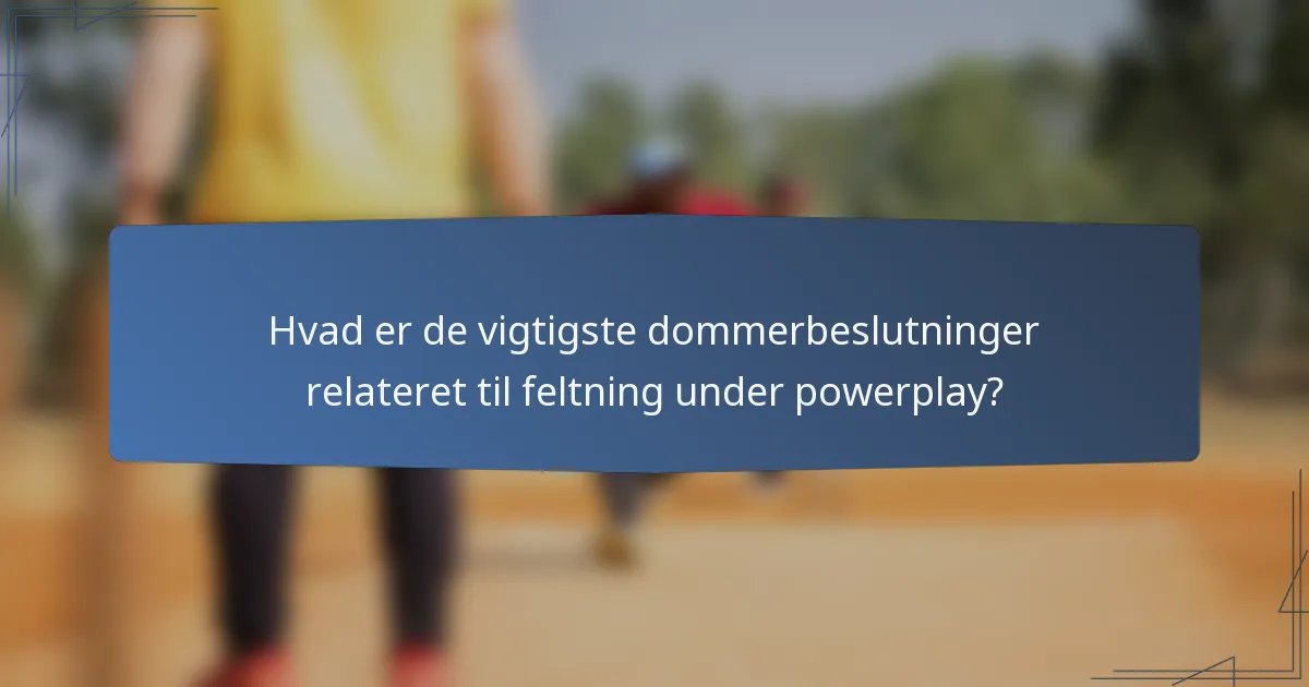 Hvad er de vigtigste dommerbeslutninger relateret til feltning under powerplay?
